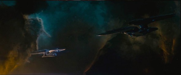 The USS Enterprise and USS Vengeance from Star Trek into Darkness