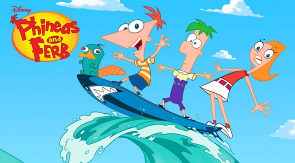 L to R: Perry the Platypus, Phineas, Ferb, Candace