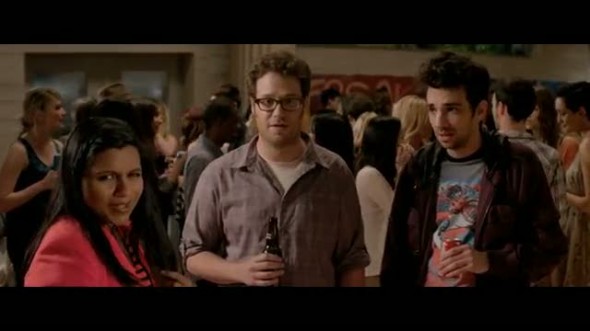 Mindy "If I don't %@#& Michael Cera tonight I'm going to blow my brains out" Kaling, with Seth Rogen and Jay Baruchel