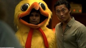 In Lost, chicken suits represent suburban ennui.