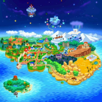 The Mushroom Kingdom from Paper Mario. Clearly the borders are much wider than this.