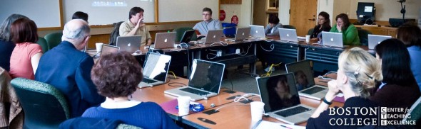 One of Boston College's swanky computer classrooms. 