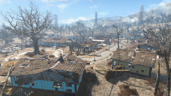 Fallout: The Sanctuary Hills, crane shot.
