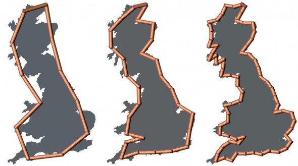 Fractal Characterization in Inside Out: Approximating the English coastline, Mandelbrot style.