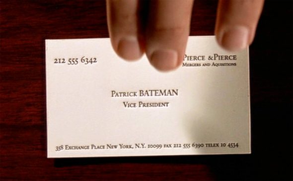 American Psycho: Bateman's Business Card