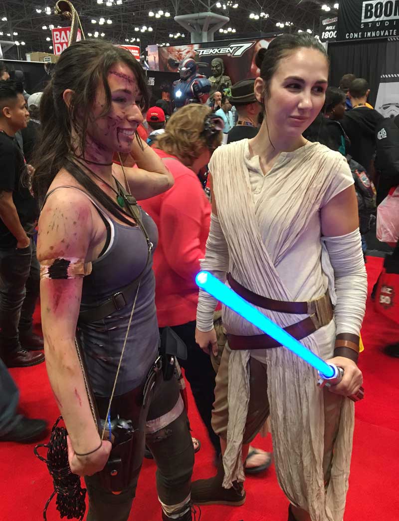 lara croft and rey star wars cosplay at New York Comic Con 2016