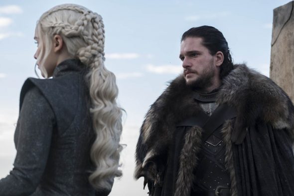 Jon Snow and Danerys Targaryen in Game of Thrones, Season 7 Episode 3, "The Queen's Justice."