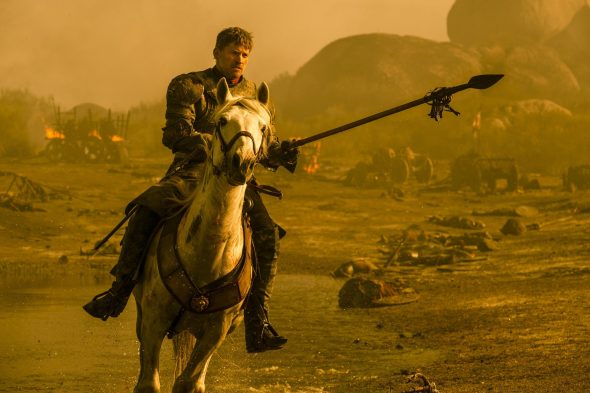 Jaime Lannister charges Danerys Targaryen in Game of Thrones, Season 7 Episode 4, "The Spoils of War."