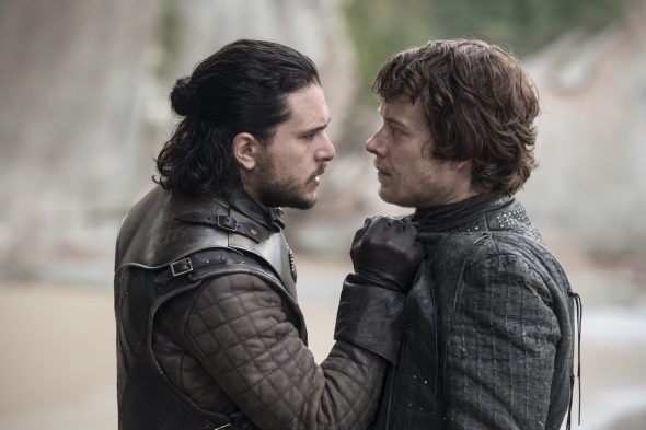 Jon Snow and Theon Greyjoy in Game of Thrones, Season 7 Episode 4, "The Spoils of War."