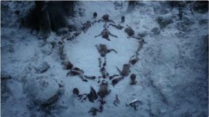 Spirals of Bodies early in Game of Thrones.