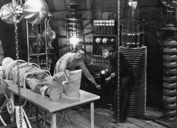 Dr. Frankenstein at work in his lab.