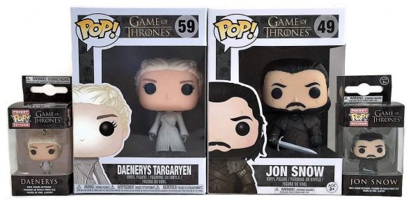 Jon Snow and Danerys Targaryen Funko Pops on the 2018 Overthinking It Gift Guide